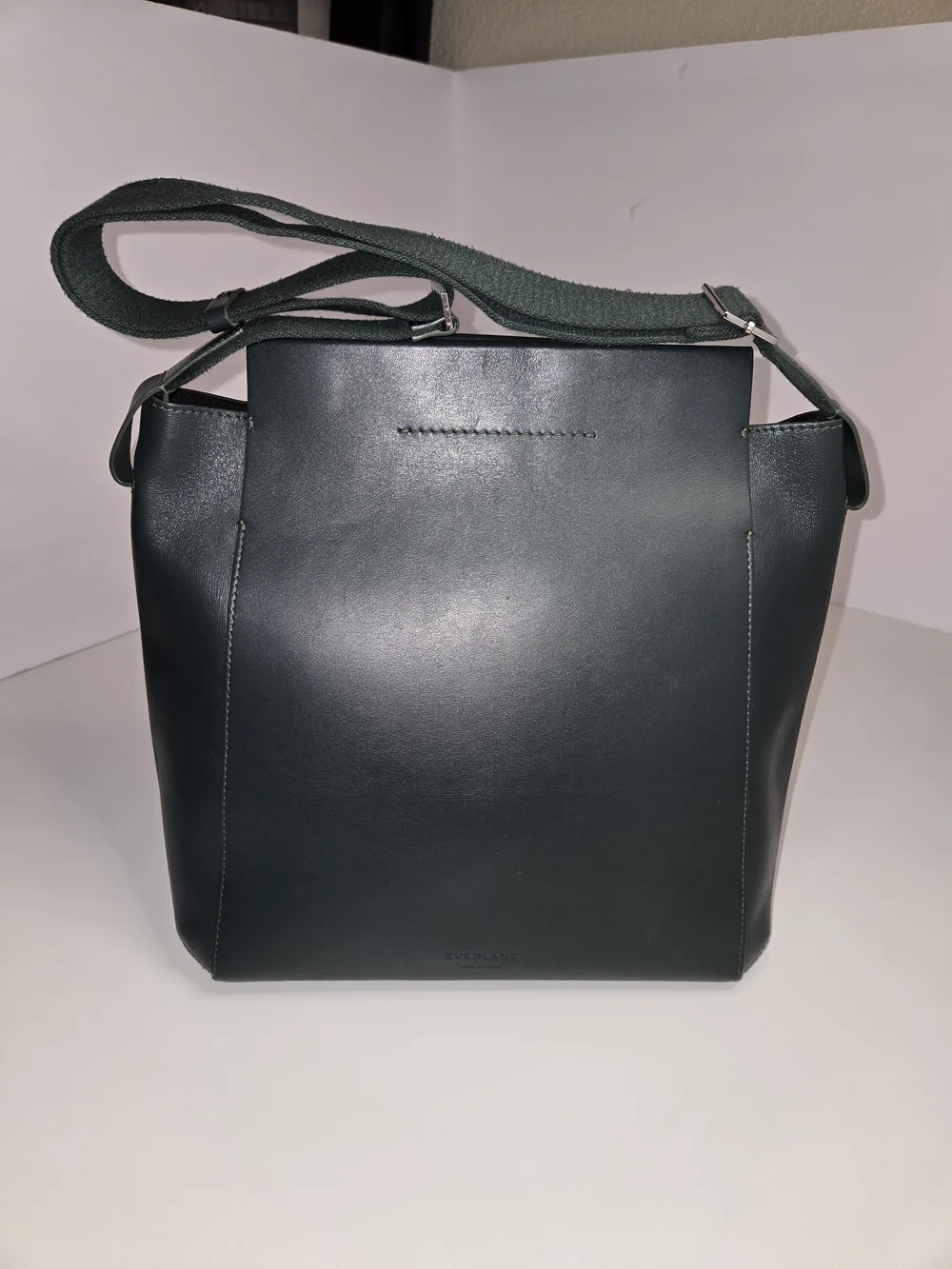 Everlane Dark Green Leather Shoulder Tote